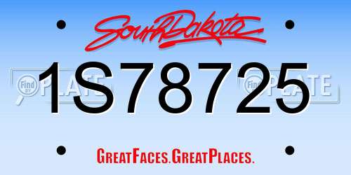 1S78725 South Dakota License Plate