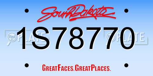 1S78770 South Dakota License Plate