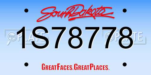1S78778 South Dakota License Plate