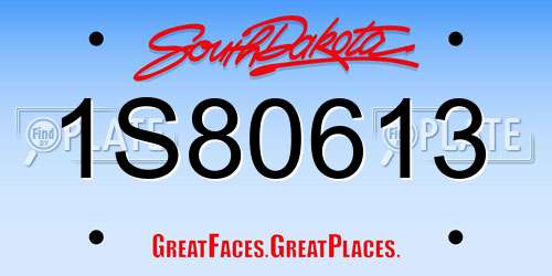 1S80613 South Dakota License Plate