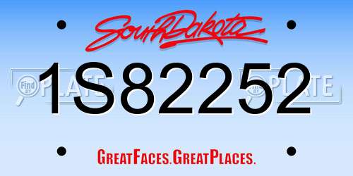 1S82252 South Dakota License Plate