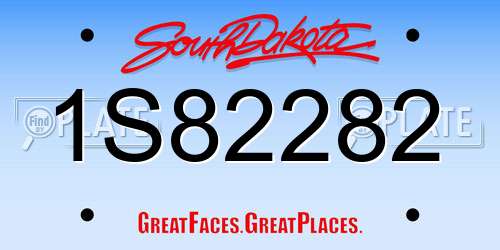 1S82282 South Dakota License Plate