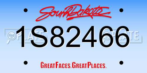 1S82466 South Dakota License Plate