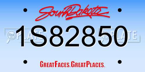 1S82850 South Dakota License Plate