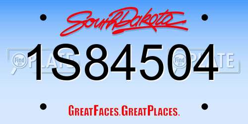 1S84504 South Dakota License Plate