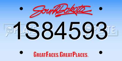1S84593 South Dakota License Plate
