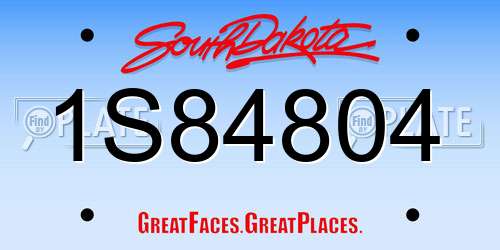 1S84804 South Dakota License Plate