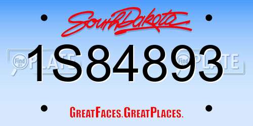1S84893 South Dakota License Plate