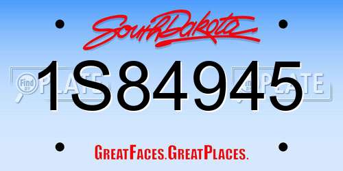 1S84945 South Dakota License Plate