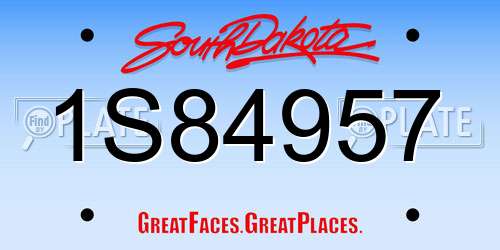 1S84957 South Dakota License Plate