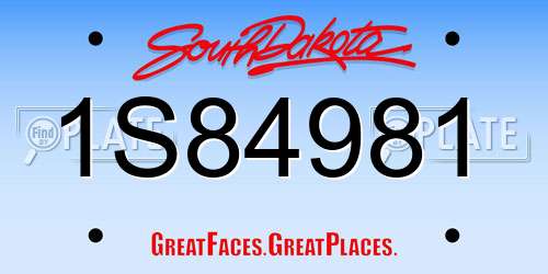 1S84981 South Dakota License Plate