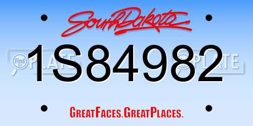 1S84982 South Dakota License Plate
