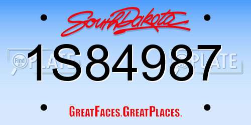1S84987 South Dakota License Plate