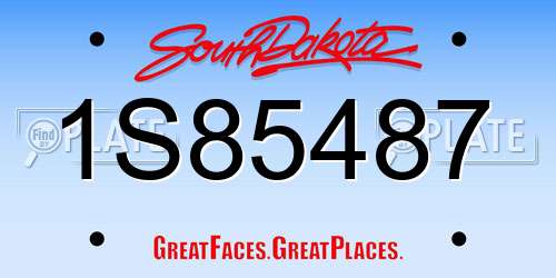 1S85487 South Dakota License Plate
