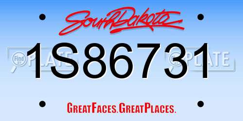 1S86731 South Dakota License Plate