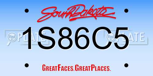 1S86C5 South Dakota License Plate