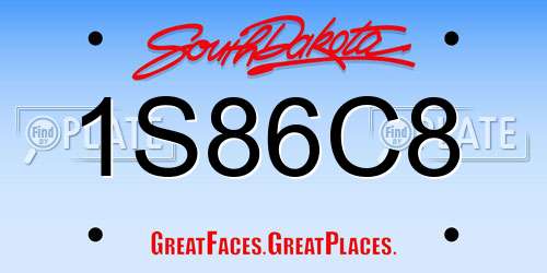 1S86C8 South Dakota License Plate