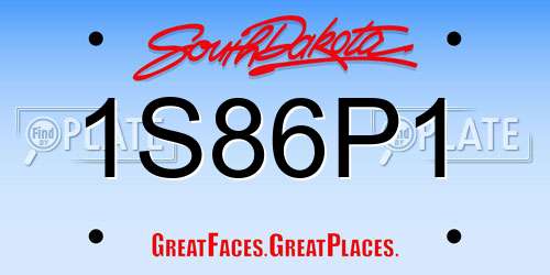 1S86P1 South Dakota License Plate