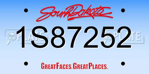 1S87252 South Dakota License Plate