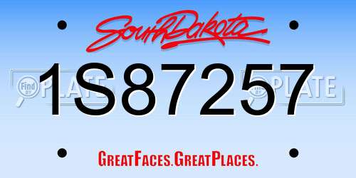 1S87257 South Dakota License Plate