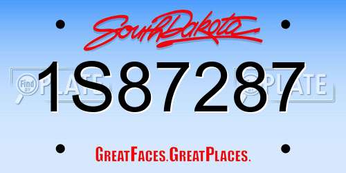 1S87287 South Dakota License Plate