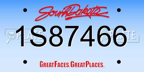 1S87466 South Dakota License Plate