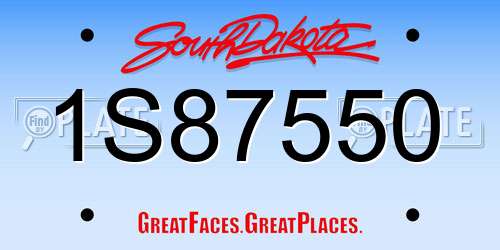 1S87550 South Dakota License Plate