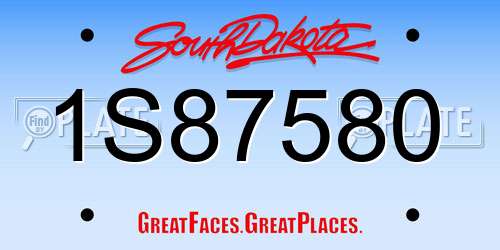 1S87580 South Dakota License Plate