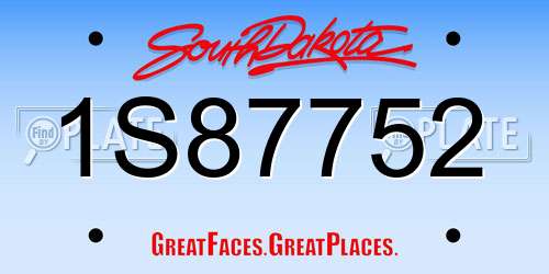 1S87752 South Dakota License Plate