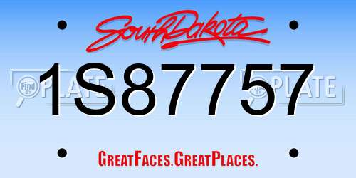1S87757 South Dakota License Plate