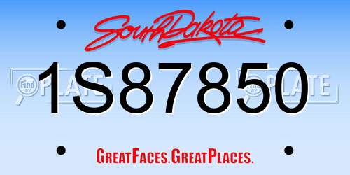 1S87850 South Dakota License Plate