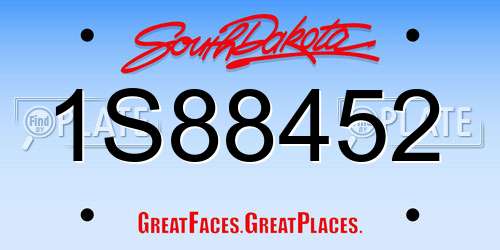 1S88452 South Dakota License Plate