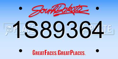 1S89364 South Dakota License Plate