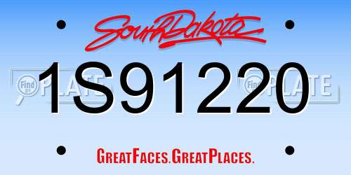 1S91220 South Dakota License Plate