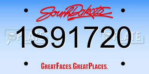 1S91720 South Dakota License Plate