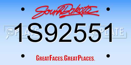1S92551 South Dakota License Plate
