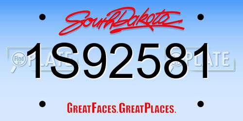 1S92581 South Dakota License Plate