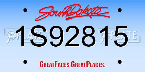1S92815 South Dakota License Plate