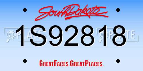 1S92818 South Dakota License Plate