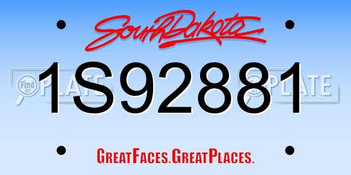 1S92881 South Dakota License Plate