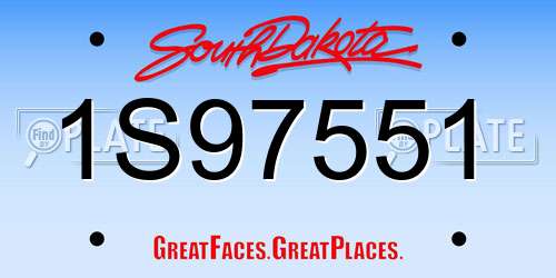 1S97551 South Dakota License Plate