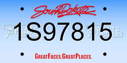 1S97815 South Dakota License Plate