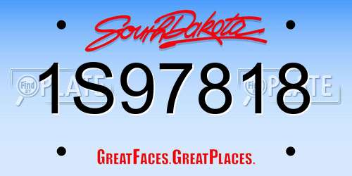 1S97818 South Dakota License Plate