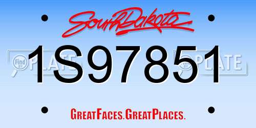 1S97851 South Dakota License Plate
