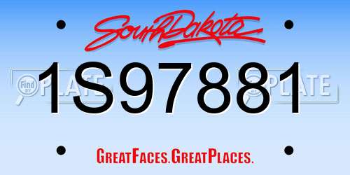 1S97881 South Dakota License Plate