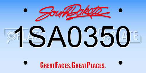 1SA0350 South Dakota License Plate