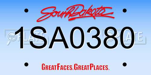 1SA0380 South Dakota License Plate