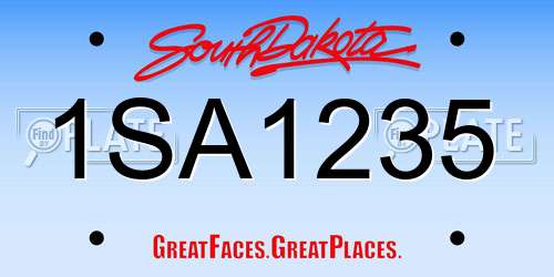 1SA1235 South Dakota License Plate