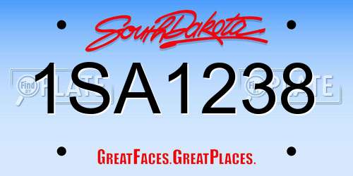 1SA1238 South Dakota License Plate