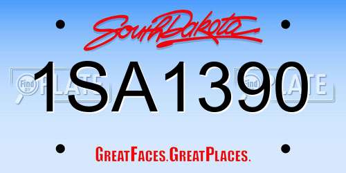 1SA1390 South Dakota License Plate
